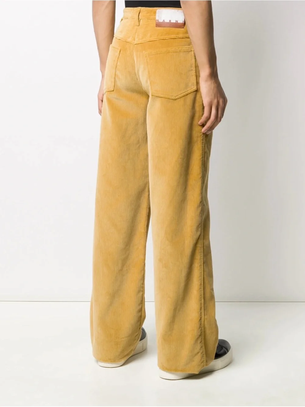 Marni Beige Corduroy Wide-Leg Pants Flat Front Pockets flared leg trousers S 46
